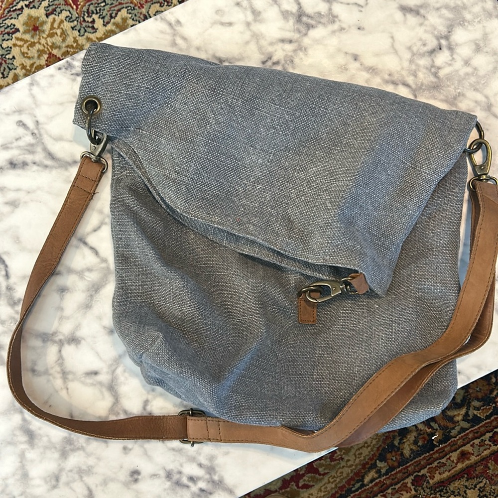 Unique cut canvas tote